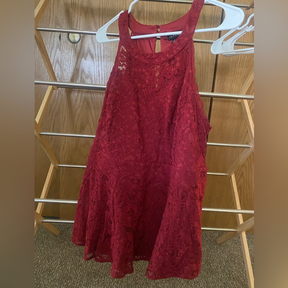 TORRID Red Lace Halter Top